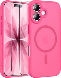 ORETECH Magnetic for iPhone 17 Case, 2 Pack Screen Protectors,Matt Hot Pink