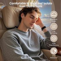 Bluetooth 5.4 Sleep Earbuds with Screen ENC Noise Cancelling Mic 5 EQ Modes HiFi Blue