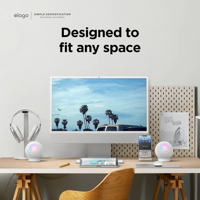 elago Silicone Stand Compatible with HomePod Mini - Proper EQ, Easier to Control with Better Indicator Visibility, Stable Mount, Anti-Slip Stand for Charger (Black)