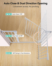 COMOMY 91.5cm Extra Tall Baby Gate for Stairs Doorways, Fits Openings 75-103cm Wide, Auto Close Sturdy Safety Dog Gate for House, Pressure Fit Easy Walk Through Pet Gate with Door, White