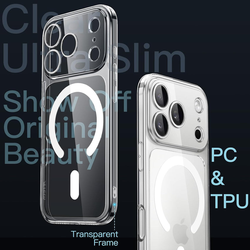 JETech Magnetic Slim Case for iPhone 17 Pro, Compatible with MagSafe, Clear