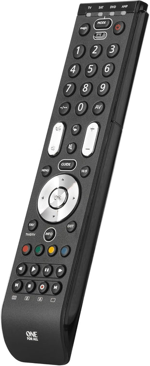 One For All Essence 4 Universal Remote Control - Operates 4 devices (TV Freeview Blu-ray and Audio) - Learning feature - Works with all brands - Black -URC7140