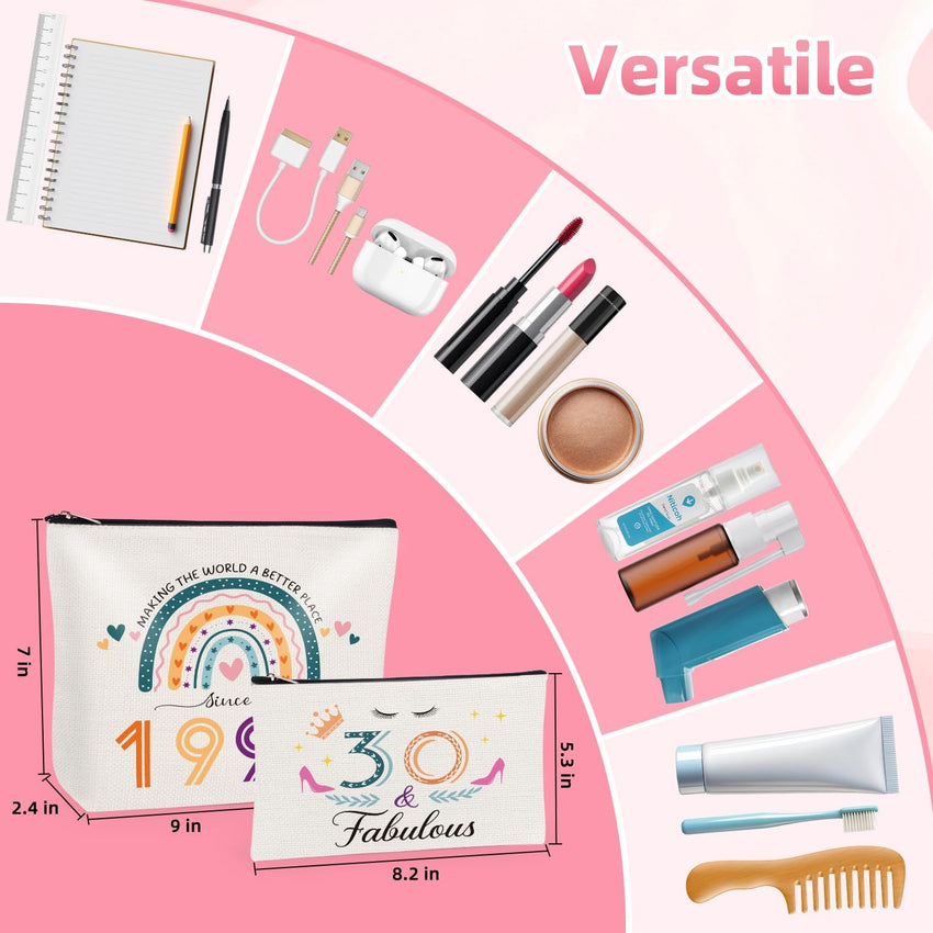61st Birthday Cosmetic Bags 2pc Rainbow Makeup Pouches â Multi