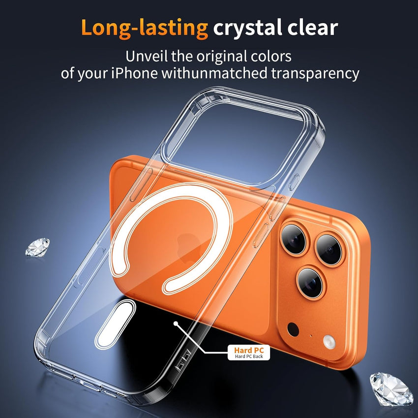 YNMEacc 5 in 1 Magnetic for iPhone 17 Pro Case with 2X Screen Protector + 2X Lens Protector, [Compatible with MagSafe] Slim Soft TPU Silicone Shockproof Anti-Scratch Phone Cover - Clear