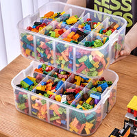 Stackable Toy Storage Case Plastic with Lids & Buckles 1-Tier Yellow