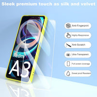 BUTISHIYU Case Compatible with Xiaomi Redmi A3 4G with 1 Tempered Glass Screen Protector, Silicone Slim Fit Shockproof Anti-Scratch Case for Xiaomi Redmi A3 4G - Yellow