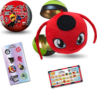 Miraculous Ladybug Age 3+, 4-1 Capsule Collectible Toy, Surprise Miraball with expanding Plush Kwami, Collectible Character Metal Case, Glittery Stickers & hanging Display Ribbon