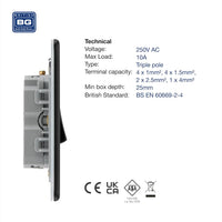BG Fan Isolator Switch Triple Pole 10A - Matt Black