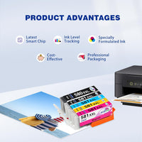 KINGWAY 580XXL 581XXL Ink Cartridges Replacement for Canon 580 & 581 Ink Cartridges Compatible with Pixma TS705 TR8550 TR7550 TS6150 TS6151 TS6250 TS6251 TS6350 TS8350 TS8351 TS9550 TS8352, 5 Pack