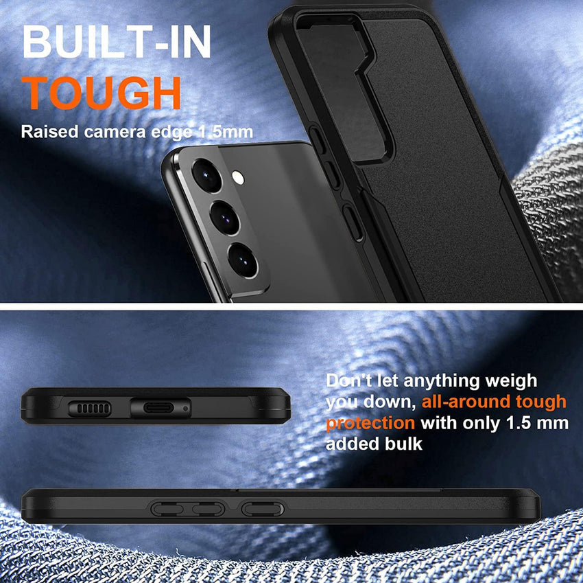 Hard Case for Samsung Galaxy S22 5G Case Dual Layer Protective Heavy Duty BLACK