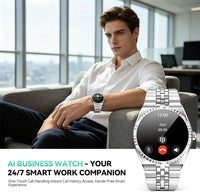 Smartwatch 1.32" AMOLED Bluetooth Calls 160+ Sports HR SpO2 BP Sleep Waterproof Silver