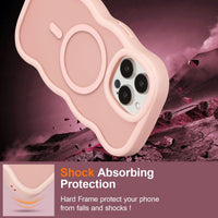 UEEBAI Magnetic for iPhone 15 Pro Case, Compatible with MagSafe, 2025 Transparent Wave Frame Design Case Soft Edge Cover Cute Clear Matte Shockproof Protective Phone Cover, Pink