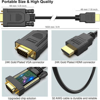 BENFEI HDMI to VGA 1.8M Cable, Uni-Directional HDMI to VGA Cable (Male to Male) Compatible for Computer, Desktop, Laptop, PC, Monitor, Projector, HDTV, Raspberry Pi, Roku, Xbox and More