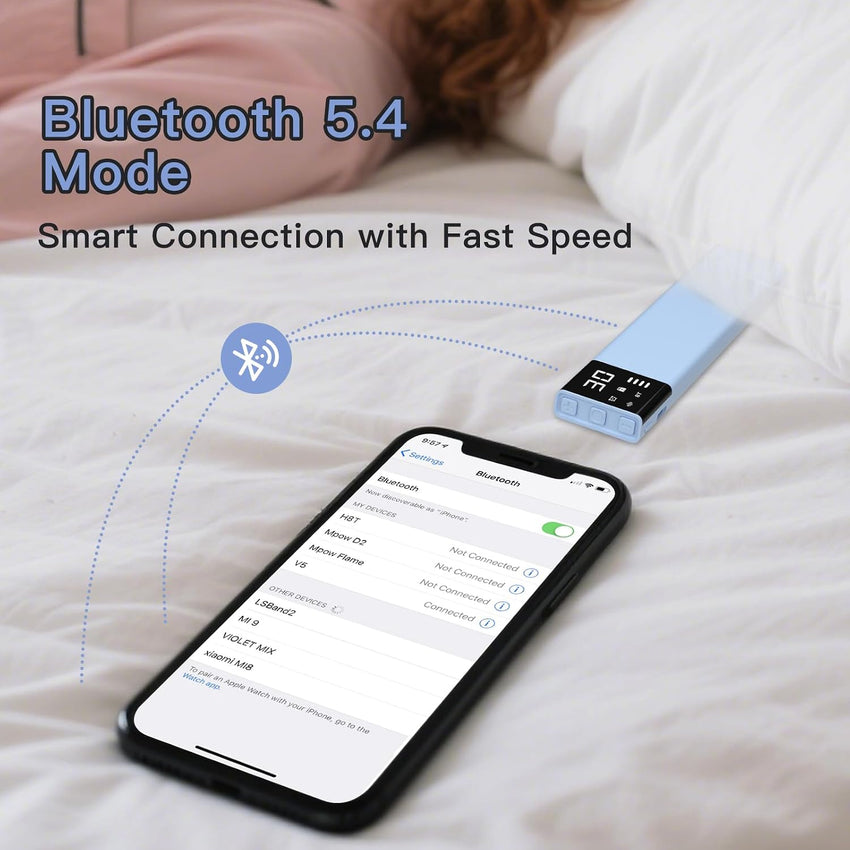 Under-Pillow Bone Conduction Sleep Speaker Bluetooth White Noise Machine 36 Sounds, TF Card Compatible, 650mAh Ã¢ÂÂ White