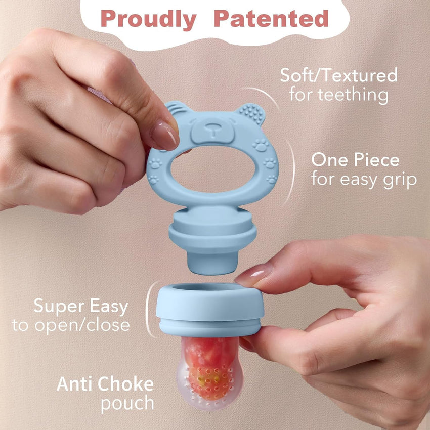 Baby Fruit Feeder with Teething Dummy & Breast Milk Freezer Mold â Blue/Green 3 Pack