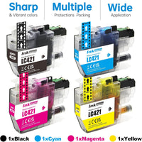 JoyPrinting LC-421 Ink Cartridges for Brother LC421 LC-421 Ink Cartridges Multipack for Brother DCP-J1050DW MFC-J1010DW DCP-J1140DW (1 Black,1 Cyan,1 Magenta,1 Yellow, 4-Pack)