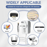 12V 3A 36W Power Supply Cable Adapter, AC 100-240V 50-60HZ DC Port 5.5 * 2.1mm Charger Plug for CCTV Security Camera, LED Strip Lights, LCD Monitor, Audio/Video, Router, Mobile DVD, TV Box (White)