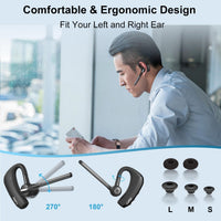 Callez Bluetooth Headset for iPhone Android Mobile Phone, Single Ear Bluetooth Earpiece V5.0 Handsfree with CVC8.0 Dual Mic ENC Noise Cancelling for Trucker Business Office Work