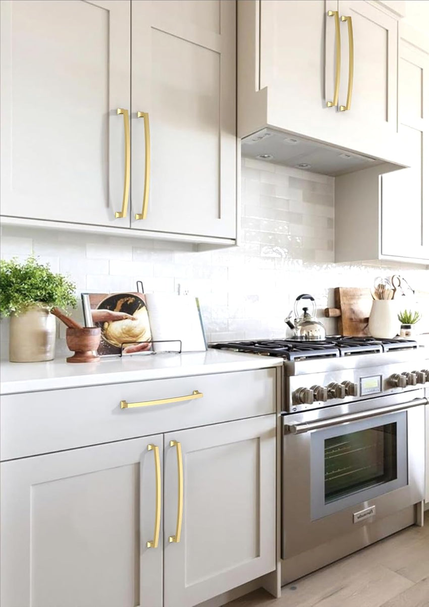 Cabinet Pulls 10-Pack Brushed Gold 192mm Zinc Alloy Kitchen Handles Brushed Gold 192mm
