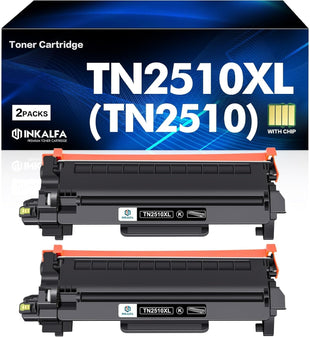 TN2510XL TN2510 TN-2510XL Toner Cartridge: Compatible for Brother TN-2510 TN 2510XL 2510 for Brother DCP-L2627DWE HL-L2400DWE DCP-L2665DW MFC-L2835DW DCP-L2660DW MFC-L2800DW With Chip (2 x Black)