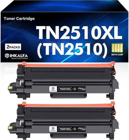 TN2510XL TN2510 TN-2510XL Toner Cartridge: Compatible for Brother TN-2510 TN 2510XL 2510 for Brother DCP-L2627DWE HL-L2400DWE DCP-L2665DW MFC-L2835DW DCP-L2660DW MFC-L2800DW With Chip (2 x Black)