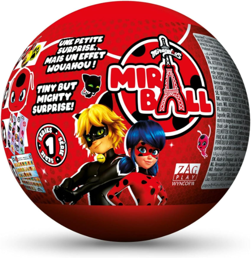 Miraculous Ladybug Age 3+, 4-1 Capsule Collectible Toy, Surprise Miraball with expanding Plush Kwami, Collectible Character Metal Case, Glittery Stickers & hanging Display Ribbon