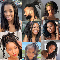 0.6cm Thickness Dreadlock Extensions Human Hair 30 Strands Natural Black 8 Inch
