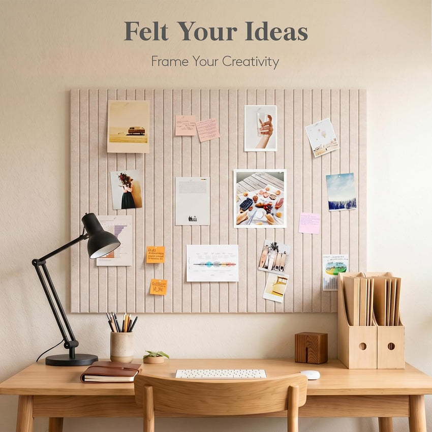 Felt Slatted Bulletin Board 120x90cm 12-Pack with Pushpins Oatmeal