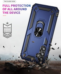 Asuwish Phone Case for Samsung Galaxy A34 5G with Tempered Glass Screen Protector Cover Stand Ring Holder Hard Magnetic Cell Accessories Heavy Duty Shockproof Kickstand A 34 34A Women Men Blue