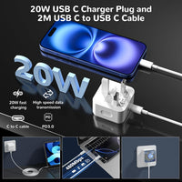 for iPhone 17 16 15 Fast Charger, USB C Charger Plug 2Pack 20W with 6FT USB C to C Cable for iPhone 17/17 Air/16/15 Plus/15 Pro/15 Pro Max, for iPad Pro/Air/Mini-USB C to C Charging