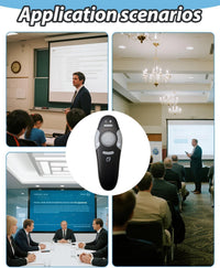 Presentation Clicker Pointer incl batteryWireless 328FT Presenter Remote USB PPT Clicker 2.4GHz Pointer Teacher Accessories for PowerPoint Slide Advancer for Keynote/PPT/Mac/PC/Classrooms Back to school Black