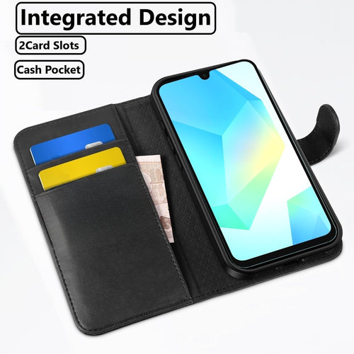 NWNK13 For Samsung A26 / A17 Case with Card Slots Magnetic Closure Kickstand Shockproof Protective Phone Case Compatible for Samsung Galaxy A17/A26 Black