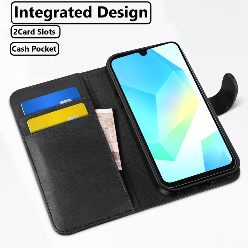 NWNK13 For Samsung A26 / A17 Case with Card Slots Magnetic Closure Kickstand Shockproof Protective Phone Case Compatible for Samsung Galaxy A17/A26 Black