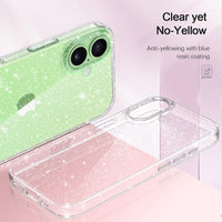 AROYI 3 in 1 Clear Glitter Case Compatible with iPhone 17 Case with 2 Tempered Glass Screen Protector, Soft Bumper Anti-Scratch Sparkle Bling Women Girls Phone Case for iPhone 17 6.3"