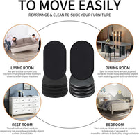 8 Pack Reusable Furniture Movers Sliders â Black 9.5 x 5.75 Inch