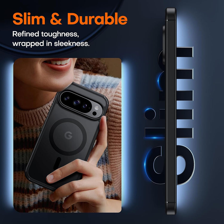 TAURI Magnetic for Google Pixel 10 & Pixel 10 Pro Case, Fit for Magsafe [Shockproof Military Grade Protection] Slim Phone Cover, Translucent Matte Black