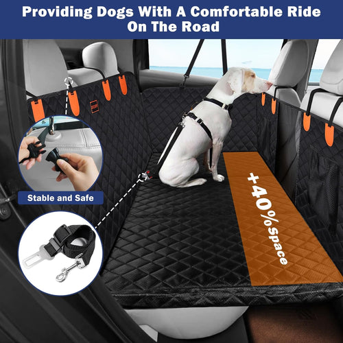 JOEJOY Back Seat Extender for Dogs - Dog Car Seat Cover for Dogs Waterproof & Foldable, Non-Slip Back Seat Cover with Hard Bottom for Cars, Trucks and SUVs, Suit for Travel Camping