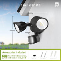 Philips LED Security Floodlight 21W 3000 lm PIR Motion Sensor 5000K 2-Head 4 Modes Waterproof