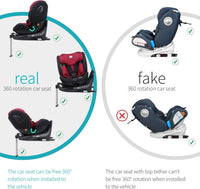 globalkids i-Size 360 Swivel Car Seat, Group 0+123 Car Seat with ISOFIX and Support Leg, ECE R129, 0-36 kg, 0-12years, 40cm-150cm, (Black Grey)