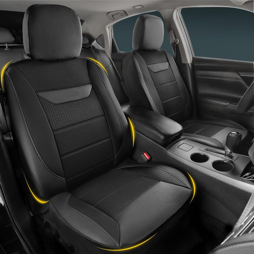 2 Pack Front Memory Foam Car Seat Covers, Breathable 4D Mesh, Universal Fit Black