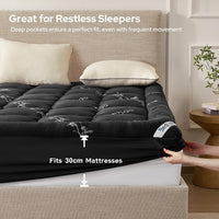 Single Mattress Topper Soft Quilted Thick Deep Pocket Back Pain Relief Grey