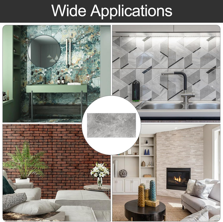 Peel and Stick Wall Panels 23.6" x 11.8" Marble Tiles Adhesive Backsplash â Fog Gray