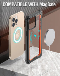 Poetic Guardian Series Case Compatible with iPhone 13 Pro 6.1 inch, Full-Body Hybrid Reinforced Shockproof Protective Rugged Clear Bumper Cover Case with Built-in Screen Protector, Black/Clear