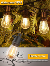 Svater Outdoor String Lights LED 96FT/29m, S14 2Pack 48FT Festoon Lights Mains Powered with 30+2 2W Plastic Bulbs, IP65 Waterproof Garden String Lights for Patio Party Wedding, 2700K Warm White