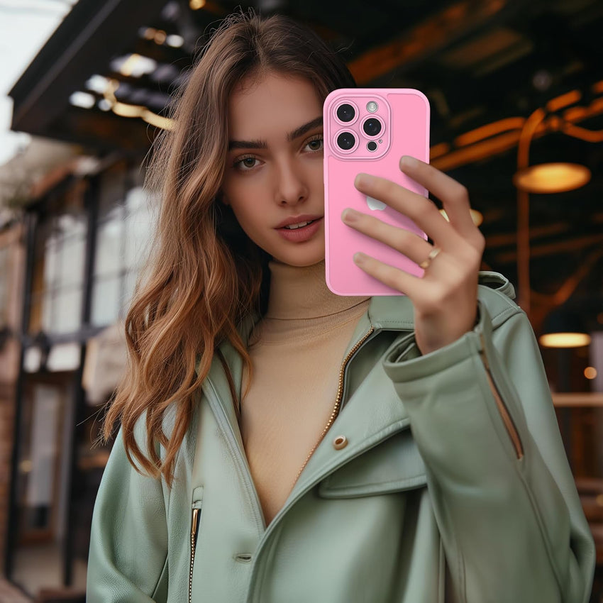 Mootobo for iPhone 15 Pro Case 6.1-Inch, Matte Shockproof Bumper Phone Cover, Military-Grade Protection Ultra Slim 360^0Full Body Frosted Translucent Back Phone case for iPhone 15 Pro (Pink)
