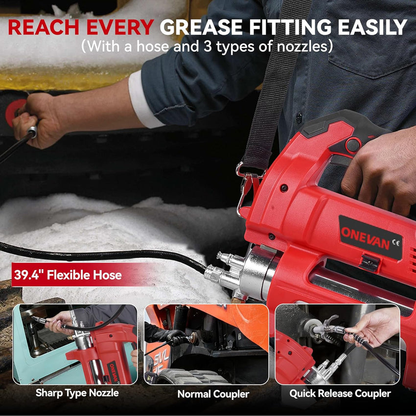 Cordless Grease Gun Electric Grease Kit 600CC Oil Tank 12,000 PSI used 2 Batteries & Charger