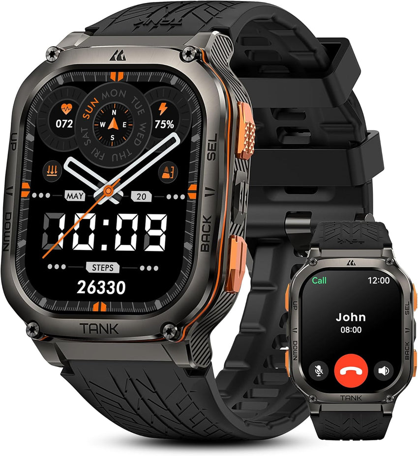 KOSPET Tank M3 Ultra Smart Watch with GPS, 1.96'' AMOLED HD Display, 480mAh Large Battery, 5ATM&IP69 Waterproof, AI Voice Assistant, Rugged Military Full Metal Body Smartwatch for Android iOS (Black)