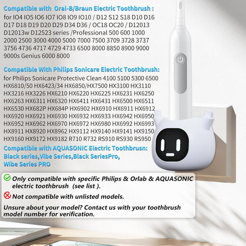 Wireless Electric Toothbrush Wall Charger Compatible with Oral-B/Philips Sonicare/AquaSonic,Universal Compatibility for Inductive Electric Toothbrush Models, IPX7 Waterproof, Portable (White1)
