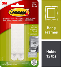 3m Command Narrow Picture Hanging Strips Damage-free Adhesive â White 4 pairs