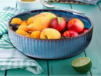 Large Salad Bowl, 1800ml Large Bowl Porcelain Fruit Serving Bowls, Stylish Blue Bowl Handmade Round Soup Bowl,Bowl for Soup,Salad,Cereal,Ramen(21cm/63oz)
